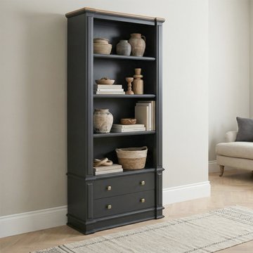 Lawson oak and charcoal grey painted tall bookcase