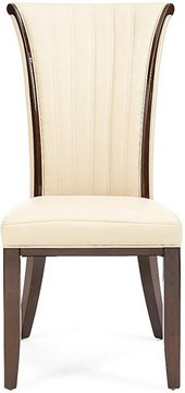 Lorient cream set of 2 leather dining chairs
