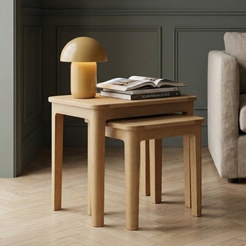 Solid oak nest of tables - set of 2