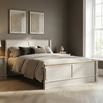 Lawson oak and soft white painted kingsize bed