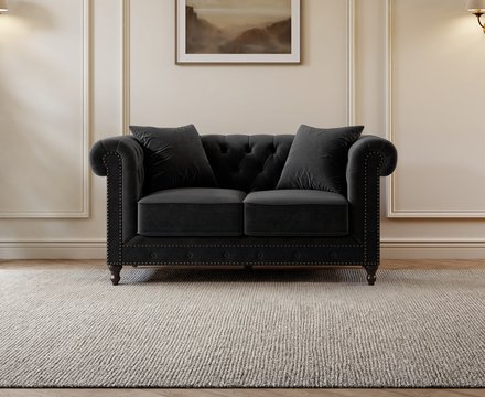 Westminster chesterfield black velvet 2 seater sofa