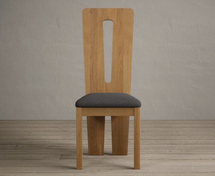 Lucca charcoal grey set of 2 fabric dining chairs