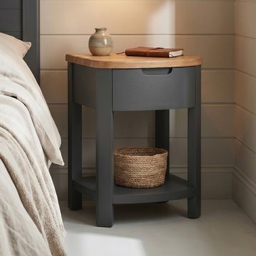Bradwell oak and charcoal painted 1 drawer bedside chest