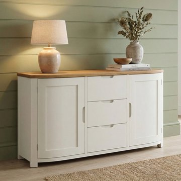 Bradwell oak and signal white painted large sideboard