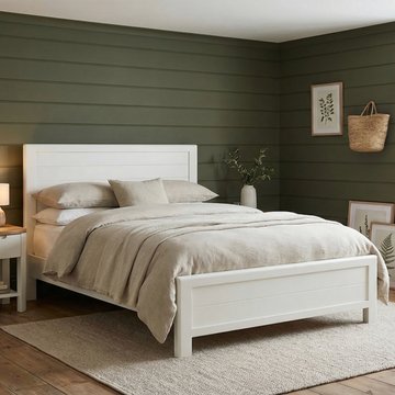 Bradwell oak and signal white painted super king size bed
