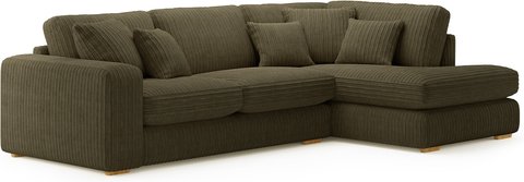 Milan moss green fabric right hand facing chaise sofa