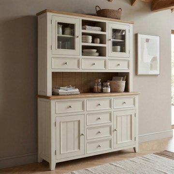 Weymouth oak and soft white painted large dresser