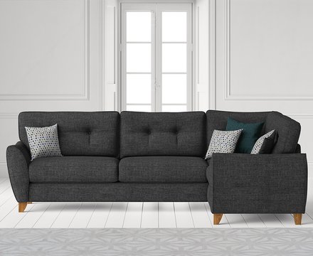 Florin charcoal grey fabric right hand facing corner sofa