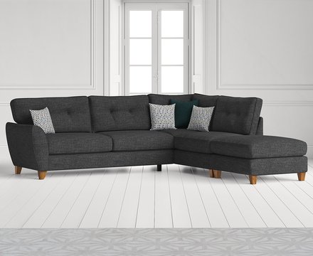 Florin charcoal grey fabric right hand facing corner chaise sofa