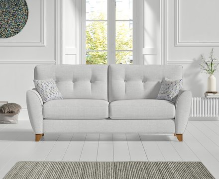 Florin light grey fabric three seater sofa