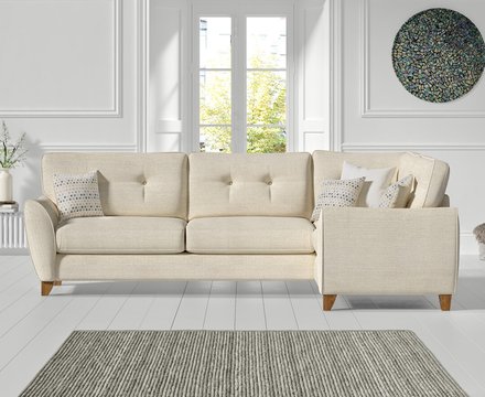 Florin cream fabric right hand facing corner sofa