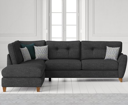 Florin charcoal grey fabric left hand facing corner chaise sofa