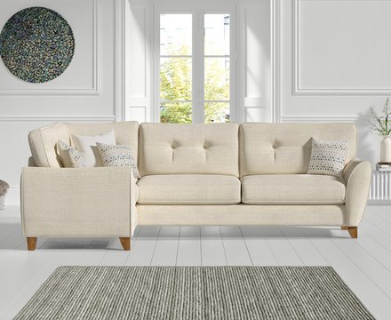 Florin cream fabric left hand facing corner sofa
