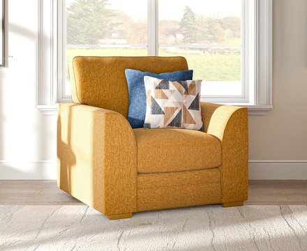 Jasper ochre chenille fabric armchair