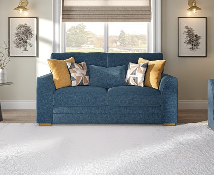 Jasper indigo chenille fabric 2 seater sofa