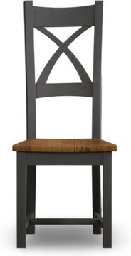 Painted rustic oak set of 2 painted dining chairs