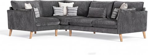 Palermo graphite chenille fabric left hand facing corner sofa