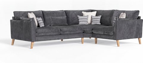 Palermo graphite chenille fabric right hand facing corner sofa