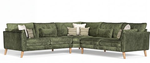 Palermo olive green chenille fabric corner sofa
