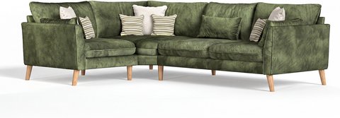 Palermo olive green chenille fabric left hand facing corner sofa