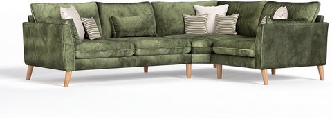 Palermo olive green chenille fabric right hand facing corner sofa