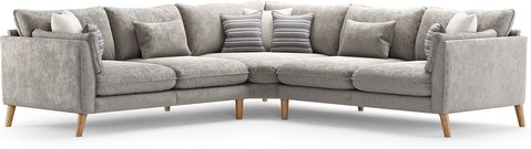 Palermo silver chenille fabric corner sofa