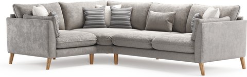 Palermo silver chenille fabric left hand facing corner sofa