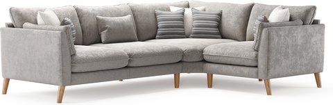 Palermo silver chenille fabric right hand facing corner sofa