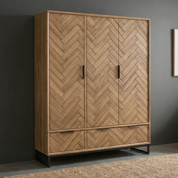Herringbone solid oak triple wardrobe