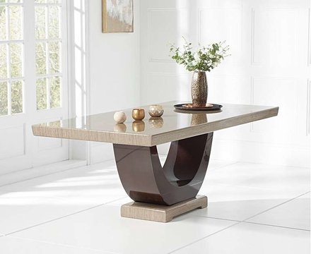 Novara 170cm brown pedestal marble dining table