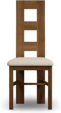 Rustic solid oak linen set of 2 fabric dining chairs