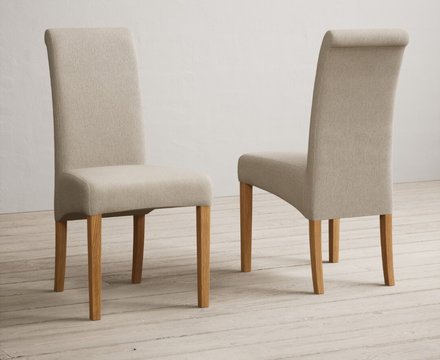 Extending hertford 100cm - 130cm solid oak pedestal dining table with 6 natural scroll back chairs