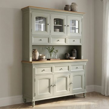 Francis oak and soft green painted large dresser