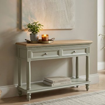 Francis oak and soft green painted console table