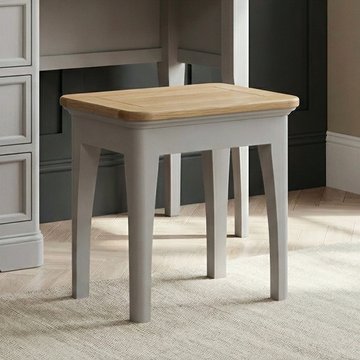 Felton oak and light grey painted dressing table stool
