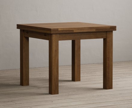 Extending buxton 90cm rustic solid oak dining table