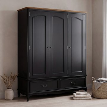 Chateau noir oak and black painted triple wardrobe