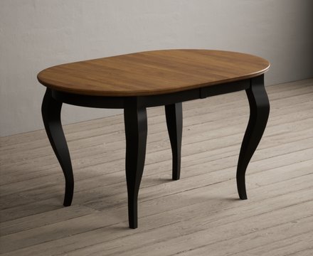 Extending chateau noir 140cm oak and black painted oval dining table