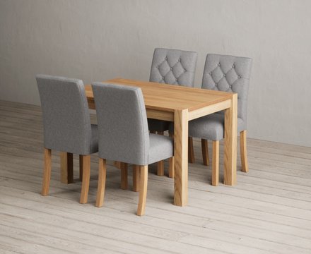 Thetford 120cm solid oak dining table with 4 grey isabella chairs