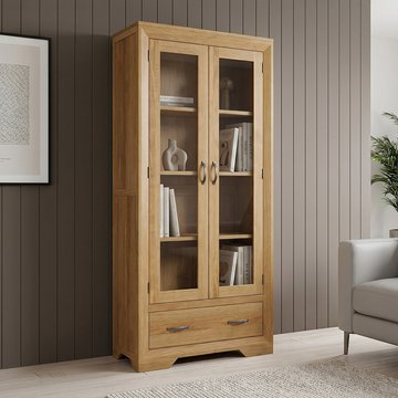 Tilt 100 solid oak glazed display cabinet