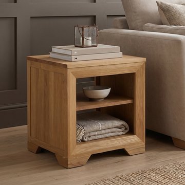Tilt 100 solid oak lamp table