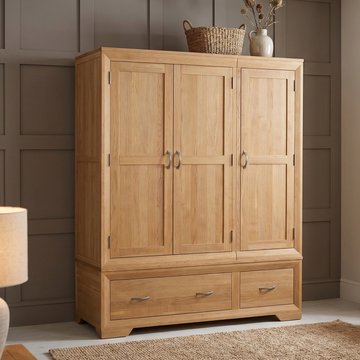 Tilt 100 solid oak triple wardrobe