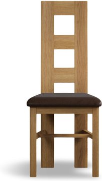Natural brown set of 2 fabric dining chairs