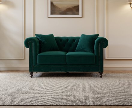 Westminster chesterfield green velvet 2 seater sofa