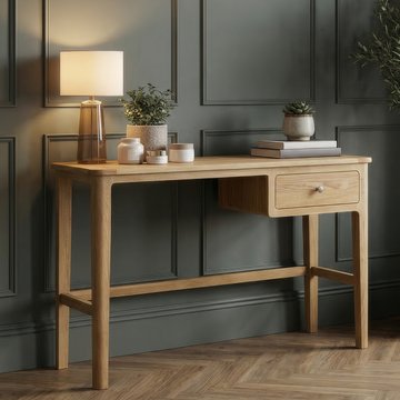 Solid oak dressing table with drawer storage
