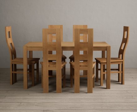 York 150cm solid oak dining table with 6 oak natural chairs