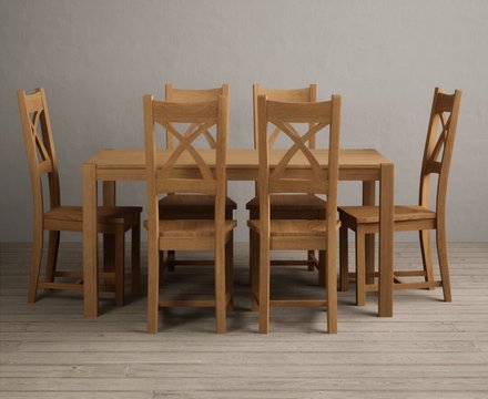 York 150cm solid oak dining table with 6 oak natural chairs