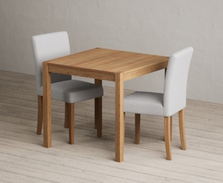York 80cm solid oak dining table with 2 grey lila chairs