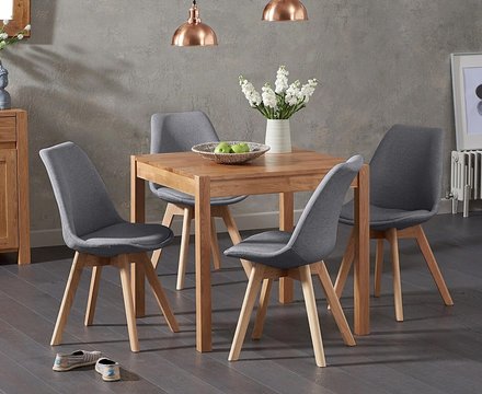 York 80cm solid oak dining table with 2 dark grey orson chairs