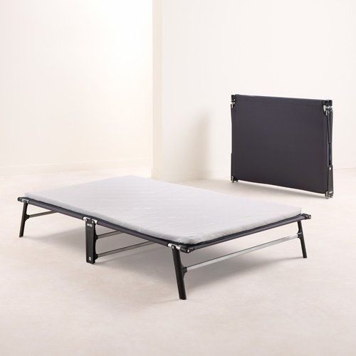 Jay-Be – Single - Compact Folding Bed with Rebound e-Fibre Mattress – White/Black – Metal/Fabric – 2ft